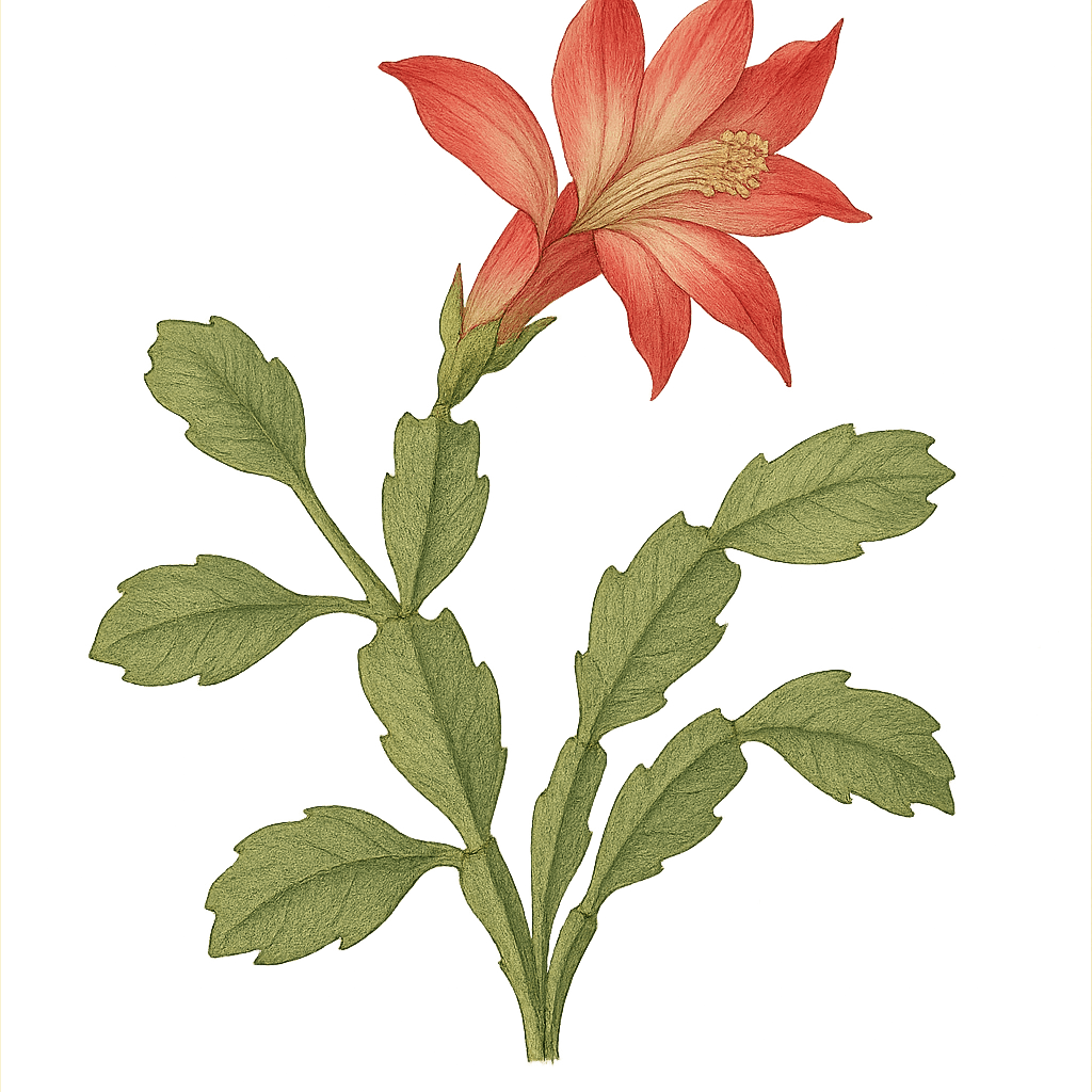 Christmas cactus botanical artwork