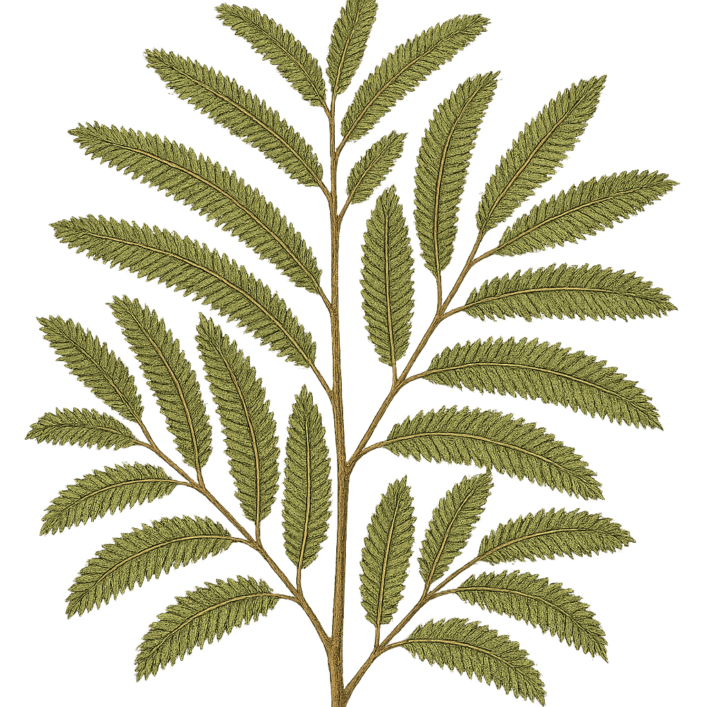 acacia fringedfern botanical artwork
