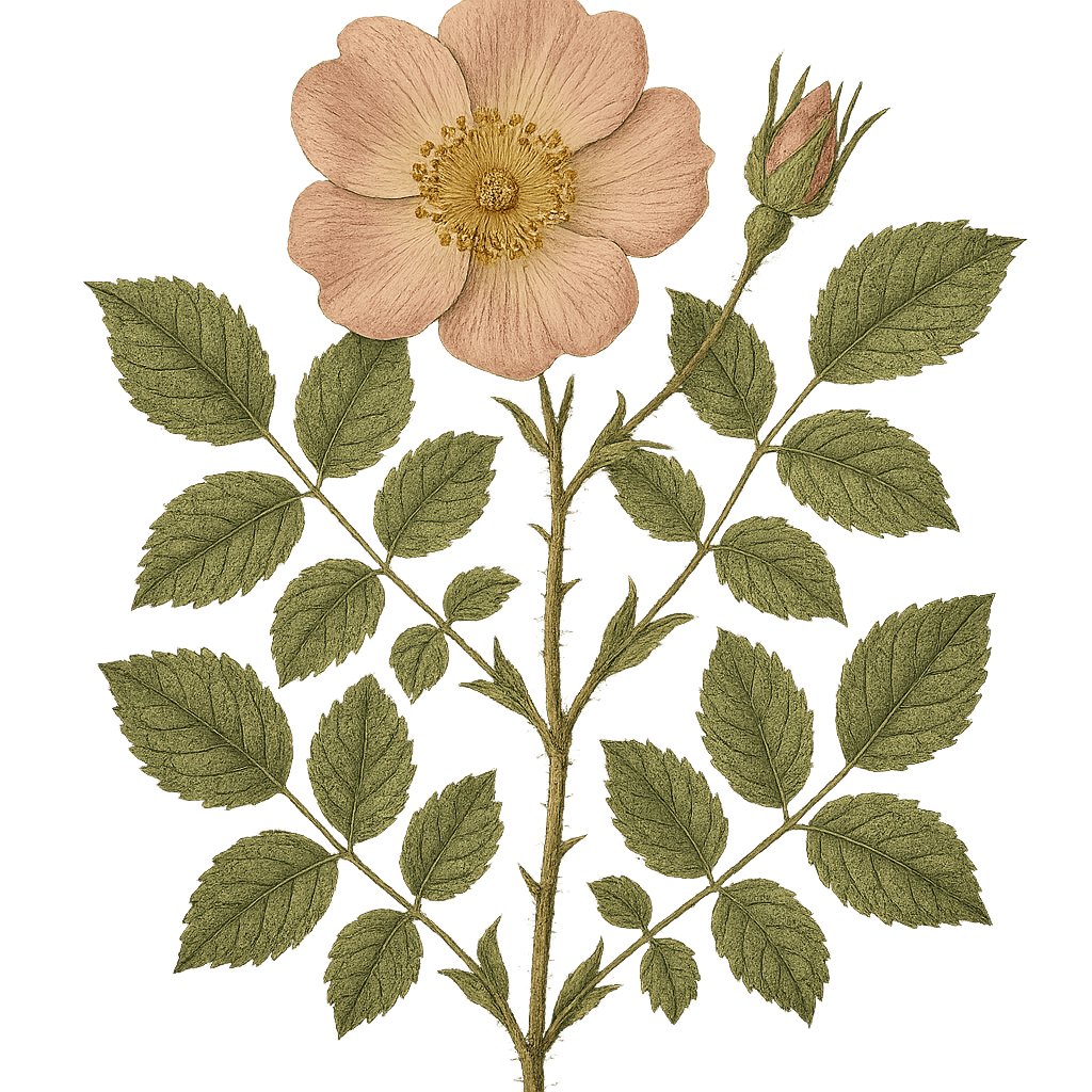 Carolina rose botanical artwork