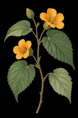 shrubby Indian mallow botanical artwork