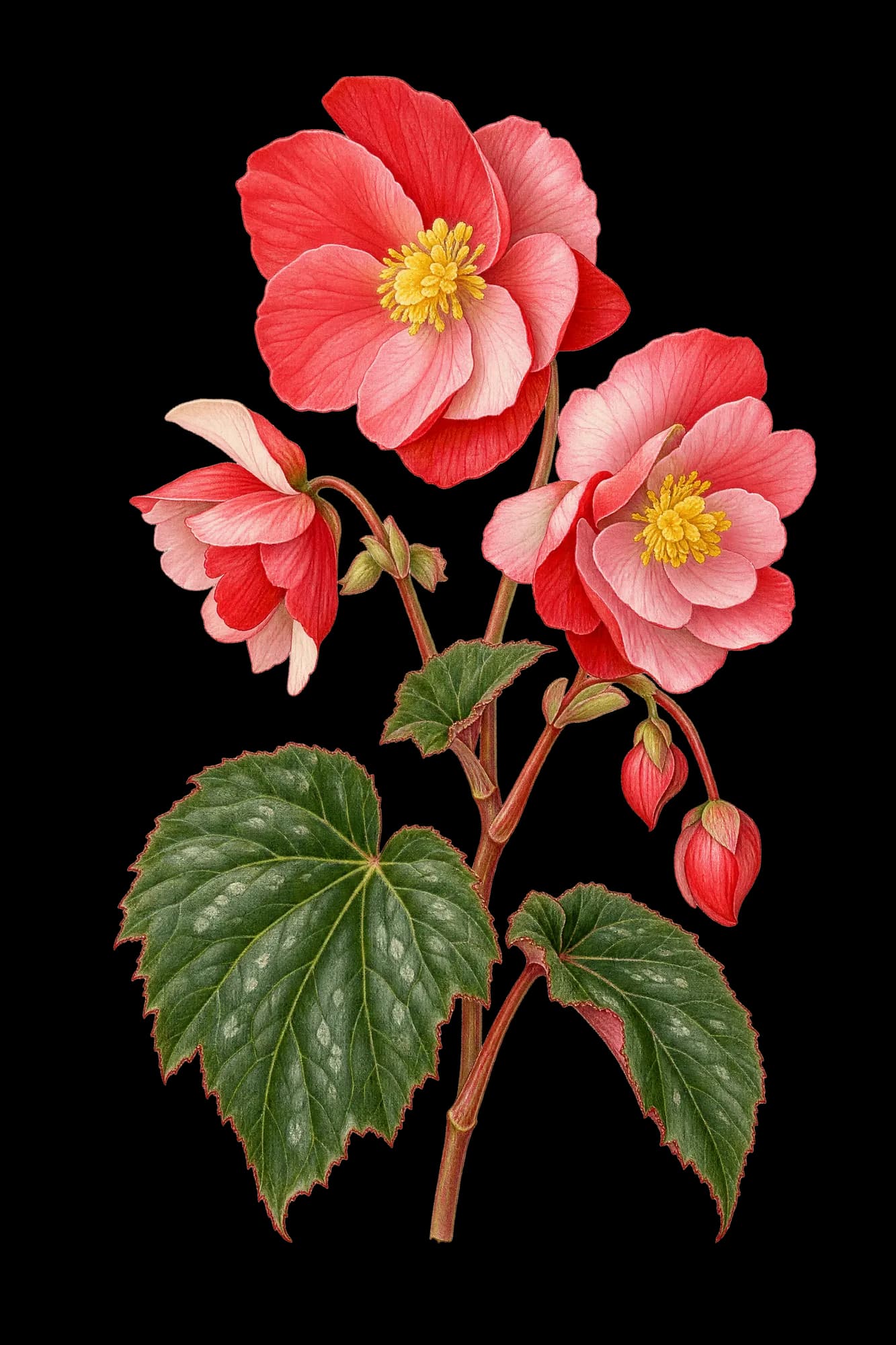 begonia botanical illustration