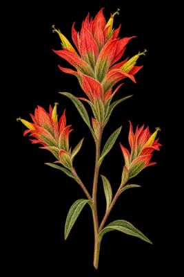 coast Indian paintbrush botanical artwork