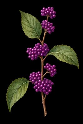 American beautyberry botanical artwork
