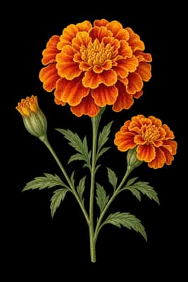 marigold botanical artwork