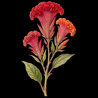 silver cock's comb botanical artwork