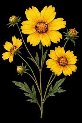 lobed tickseed botanical illustration