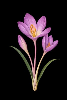autumn crocus botanical artwork