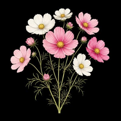 garden cosmos botanical artwork