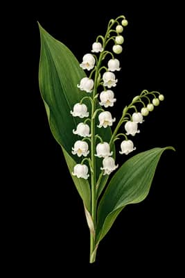 European lily of the valley botanical artwork