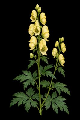 yellow monkshood botanical artwork