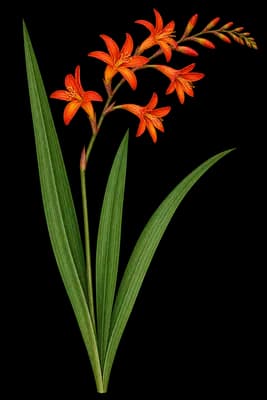 montbretia botanical artwork