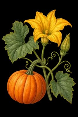field pumpkin botanical artwork