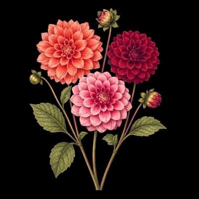 dahlia botanical artwork