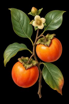 common persimmon botanical artwork