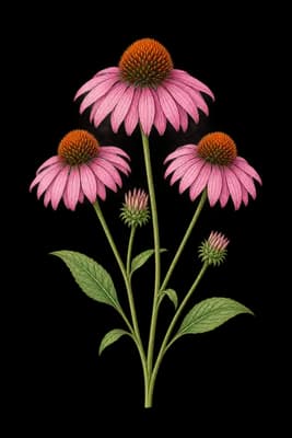 eastern purple coneflower botanical artwork