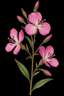 pimpernel willowherb botanical illustration