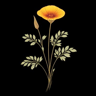 California poppy botanical artwork