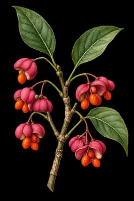 corky spindletree botanical artwork