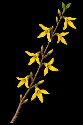 showy forsythia botanical artwork
