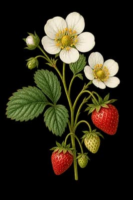 strawberry botanical artwork