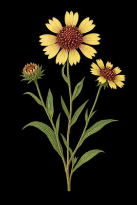 lanceleaf blanketflower botanical artwork