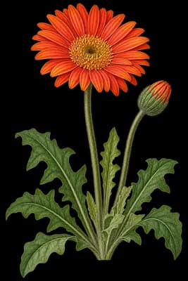 Barberton daisy botanical artwork