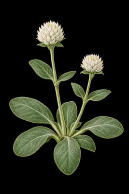 tufted globe amaranth botanical artwork