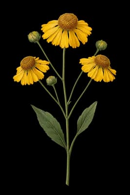 common sneezeweed botanical artwork