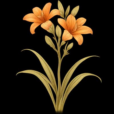 orange daylily botanical artwork