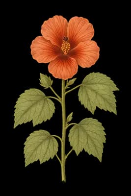 African rosemallow botanical artwork