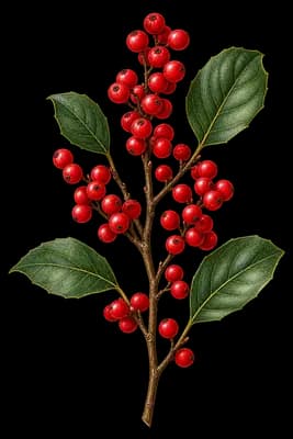 common winterberry botanical artwork