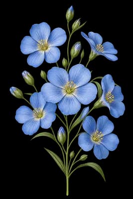winged flax botanical illustration