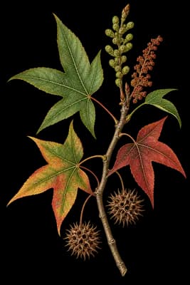 sweetgum botanical artwork