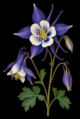 columbine botanical artwork