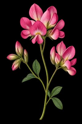 rosy bird's-foot trefoil botanical artwork