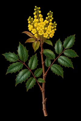 hollyleaved barberry botanical artwork