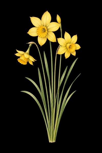 rushleaf jonquil botanical artwork