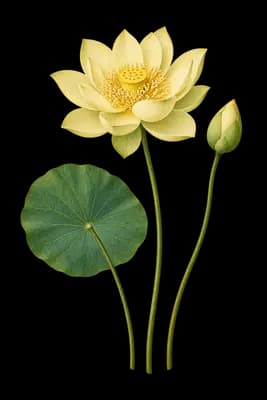 American lotus botanical artwork