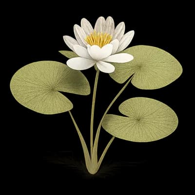 American white waterlily botanical artwork