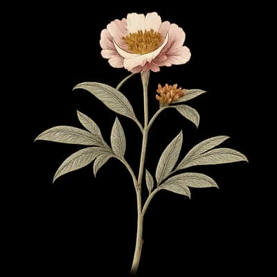 Brown's peony botanical artwork