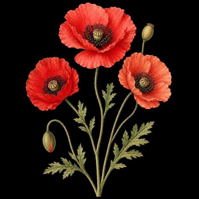 poppy botanical artwork