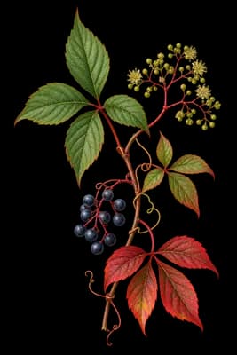 Virginia creeper botanical artwork
