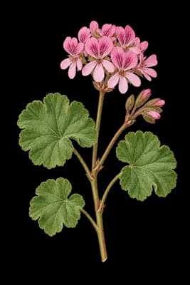 rose scented geranium botanical artwork
