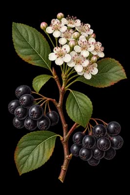 black chokeberry botanical artwork