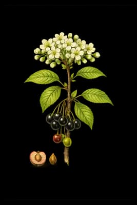 black cherry botanical artwork