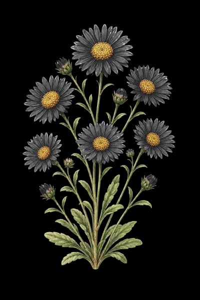 alpine aster botanical artwork