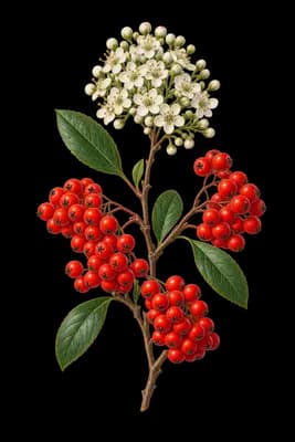 scarlet firethorn botanical artwork