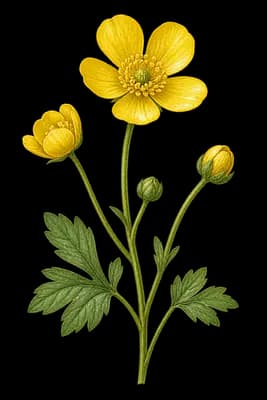 littleleaf buttercup botanical artwork