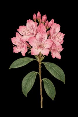 Catawba rosebay botanical artwork