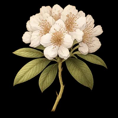 Konor rhododendron botanical artwork